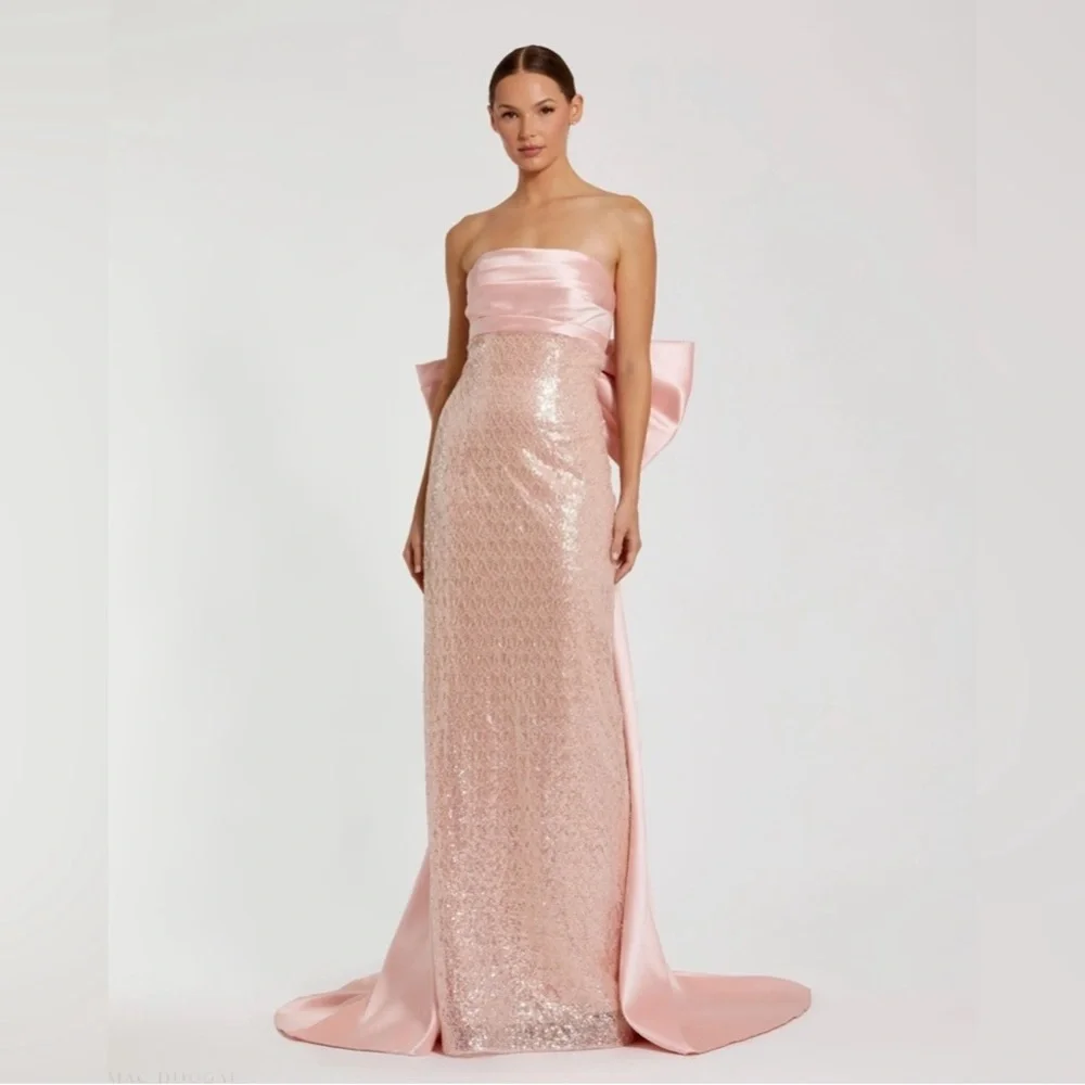 MAC DUGGAL
Pink Strapless Embellished Gown With Back Bow Detail - Picture 16 of 17